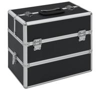 qohoio 91837 Make-up Case 37x24x35 cm Black Aluminium Makeup Box Vanity Case Cosmetic Organiser Box Beauty Storage Train Case