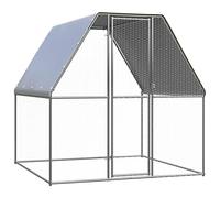 qohoio Chicken Cage Silver and Grey 2x2x2 m Galvanised Steel,Walk In Chicken Run Galvanized Chicken Coop Hen Poultry House Cage Rabbit Hutch Pet Playpen Backyard With Water-Resistant Cover