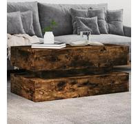 qohoio Coffee Table with LED Lights Smoked Oak 90x50x40 cm,Coffee Table, Coffee Table with Storage, Coffee Tables for Living Room with Led RGB Lights Drawer Storage and Open Shelf Centre Tea Table for