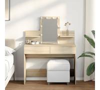 qohoio Dressing Table with LED Sonoma Oak 100x40x130 cm,Dressing Table, Vanity Makeup Table, Girls Dressing Table, Cosmetic Bedroom Dresser Make Up Writing Desk For Bedroom Furniture