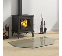qohoio Fireplace Glass Plate Hexagon 80x50 cm,Fireplace Glass Plate,Transparent ive Cover with High Weight Capacity for Fireplaces or Stoves