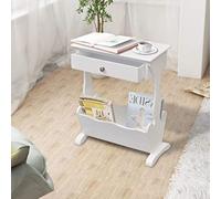 qohoio Magazine Rack Melrose White,Vintage Side Table with Storage Shelf,Slim End Table Modern Sofa Table for Narrow Spaces,Bedside Table Small Nightstand with Magazine Rack Space Saving/Brown