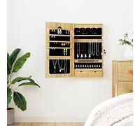 qohoio Mirror Jewellery Cabinet Wall Mounted 37.5x10x67 cm-Jewellery Cabinet Armoire,Lockable Wall-Mounted Storage Organiser Unit for Necklace Earring,with Mirror and Various Compartments