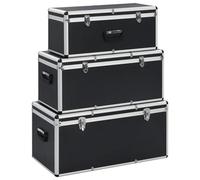 qohoio Storage Cases 3 pcs Black Aluminium-Vinyl Record Storage Singles Vinyl Record Carry Case Storage Box Record Heavy Duty Safe Box Vinyl Record Holder DJ Box Lockable Flight Carry Case Holds