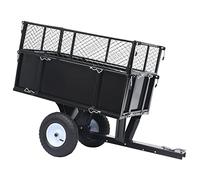 qohoio Tipping Trailer for Lawn Mower 150 kg Load-Heavy Duty Garden Trolley Mesh Cart Wagon Dump Wheelbarrow Tipper Truck 4 Wheel