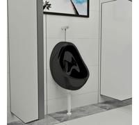 qohoio Wall Hung Urinal with Flush Valve Ceramic Black,Wall Mount Men Plastic Urinals Urine Diverter,Portable High-efficiency Washout Urinal With Drain,Simple Kids Waterless Urinal Bathroom Toilet Uri