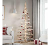 qohoio Wooden Christmas Tree for Decoration 210 cm Solid Wood Pine-New Christmas Tree X-Mas Tree Free Standing Indoor Tree XMAS Gift