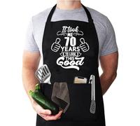 Qoibraze 70th Birthday Gifts for Men Women,Funny Cooking Chef Apron Adjustable for Men with 2 Pockets Kitchen Cooking Grill BBQ Aprons,Birthday Father’s Day Grilling Gifts,One Size Fits All