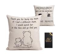 Qoibraze Mum Cushion Cover with Pockets, Double Sided Funny Throw Pillow Case 45x45cm, White Decorative Sofa Pillowcase, Birthday Gifts for Mum from Daughter Son, Mother’s Day