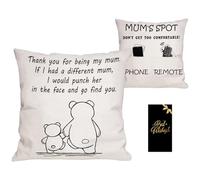 Qoibraze Mum Throw Pillow Covers, Mum Birthday Gifts from Daughter and Son, Double-sided Funny Cushion Covers with Invisible Zipper, 18x18 Inch Decorative Square Couch Pillow Case（45 x 45 cm）