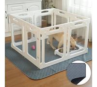 Qoility Clear Acrylic Dog Playpen, Effectively Relieves Pet Anxiety, Suitable for Most Dogs, White