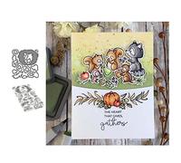 Qoiseys Animal Pumpkin Silicone Clear Stamps and Dies Sets for Card Making, Metal Cutting Dies Cut Stencils for DIY Scrapbooking Photo Album Decorative Paper Crafting Embossing Template