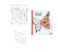 Qoiseys Butterfly and Flower Silicone Clear Stamp and Die Sets for Card Making, Cutting Dies Cut Stencils for DIY Scrapbooking Photo Album Decorative Paper Crafting Embossing Template