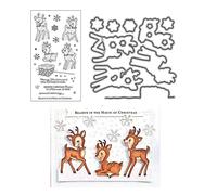 Qoiseys Christmas Deer Clear Stamps and Dies Sets for Card Making, Cutting Dies Cut Stencils for DIY Scrapbooking Photo Album Decorative Paper Crafting Embossing Template