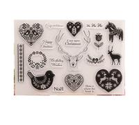 Qoiseys Christmas Deer Flower Clear Silicone Stamps for Card Making, Clear Rubber Stamps for DIY Scrapbooking Photo Album Seal Stamps Embossing Album Decor Craft