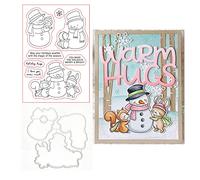 Qoiseys Christmas Hugs for Christmas Silicone Clear Stamp and Die Sets for Card Making, Cutting Dies Cut Stencils for DIY Scrapbooking Photo Album Decorative Paper Crafting Embossing Template