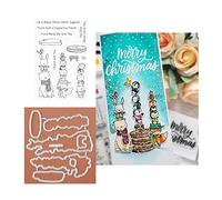 Qoiseys Christmas Penguin Clear Stamps and Dies Sets for Card Making, Cutting Dies Cut Stencils for DIY Scrapbooking Photo Album Decorative Paper Crafting Embossing Template