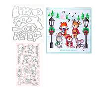Qoiseys FA La La La for Christmas Silicone Clear Stamp and Die Sets for Card Making, Cutting Dies Cut Stencils for DIY Scrapbooking Photo Album Decorative Paper Crafting Embossing Template