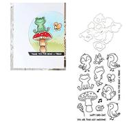 Qoiseys Frog Mushroom Bird Silicone Clear Stamps and Dies Sets for Card Making, Metal Cutting Dies Cut Stencils for DIY Scrapbooking Photo Album Decorative Paper Crafting Embossing Template
