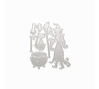 Qoiseys Halloween Witch Cat Metal Die Cuts for Card Making,Cutting Dies Cut Stencils for DIY Scrapbooking Photo Album Decorative Paper Crafting Embossing Template