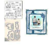 Qoiseys Happy Father's Day Clear Stamps and Dies for Card Making, Cutting Dies Die Cuts for DIY Scrapbooking Photo Album Decorative Paper Crafting Embossing Template