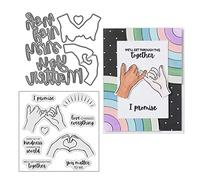 Qoiseys Holding Hands and Comparing Hearts Clear Stamps and Dies Sets for Card Making, Cutting Dies Cut Stencils for DIY Scrapbooking Photo Album Decorative Paper Crafting Embossing Template