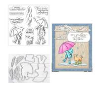 Qoiseys in the Rain Clear Stamps and Dies for Card Making, Cutting Dies Die Cuts for DIY Scrapbooking Photo Album Decorative Paper Crafting Embossing Template