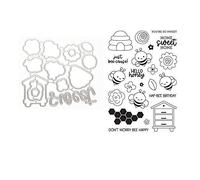Qoiseys Little bee Silicone Clear Stamp and Die Sets for Card Making, Cutting Dies Cut Stencils for DIY Scrapbooking Photo Album Decorative Paper Crafting Embossing Template
