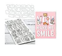 Qoiseys Rabbit Fox Squirrel Silicone Clear Stamp and Die Sets for Card Making, Cutting Dies Cut Stencils for DIY Scrapbooking Photo Album Decorative Paper Crafting Embossing Template