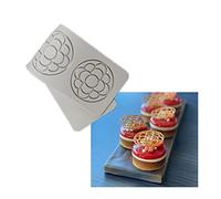 Qoiseys Round Petals Silicone Baking Mold, Hollow Cookie Stencil Baking Templates Cake Stencil Chocolate Molds for DIY Wedding Cake Plate DecorationBBaking Tools (03) (01)