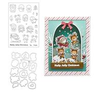 Qoiseys Snowman and Deer Clear Stamps and Dies Sets for Card Making, Cutting Dies Cut Stencils for DIY Scrapbooking Photo Album Decorative Paper Crafting Embossing Template
