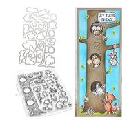 Qoiseys Squirrels Climb Trees Clear Stamps and Dies Sets for Card Making, Cutting Dies Cut Stencils for DIY Scrapbooking Photo Album Decorative Paper Crafting Embossing Template