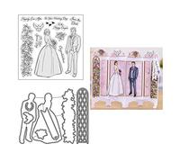 Qoiseys Wedding Groom and Bride Clear Stamps and Dies Sets for Card Making, Cutting Dies Cut Stencils for DIY Scrapbooking Photo Album Decorative Paper Crafting Embossing Template