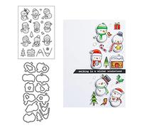 Qoiseys Winter Snowman Clear Stamps and Dies Sets for Card Making, Cutting Dies Cut Stencils for DIY Scrapbooking Photo Album Decorative Paper Crafting Embossing Template