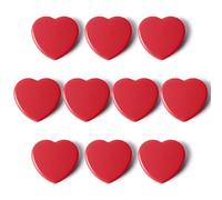 QOJOPU Fridge Magnets, 10PCS Red Heart Strong Magnet for Whiteboard, Heavy Duty Small Magnets for Notice Board, Cute Decorative Magnets for Crafts, Kitchen, Office, Classroom - Mini Magnet for Adults