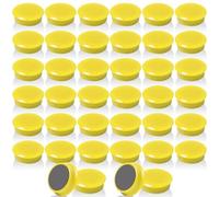 QOJOPU Fridge Magnets 40PCS - Strong Magnet Small Magnets for Whiteboard, Mini Cute Yellow Round Magnet for Crafts, Heavy Duty Magnets for Adults, Notice Board, Office, Kitchen, Classroom & Locker