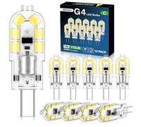 QOJUX G4 LED Bulbs, 1W 173LM Class C Cool White 6000K, Equivalent to 20W Halogen Bulb, Bi-Pin Base Energy Saving G4 Bulb, AC/DC 12V, Non-Dimmable Non Flicker, for Chandelier, Home Lighting, 10 Pack
