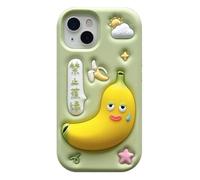 QoKcoahn Case Compatible with iPhone 13,Cute 3D Kawaii Funny Cartoon Bananas in Chinese Mean to Prevent Anxiety Cover Soft Silicone Gel Drop Protector for Women Girls