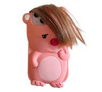 QoKcoahn Case for iPhone 12/12 Pro,Cute 3D Kawaii Phone Cases Funny Ugly Beaver Cartoon Cover with Keychain Soft Silicone Gel Drop Protection Case Women Girls for iPhone 12/12 Pro