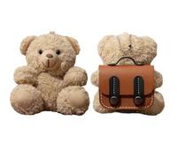 QoKcoahn Cute Cartoon Plush Case for AirPods 2nd 1st Generation Case,3D Kawaii Fluffy Schoolbag Bear Soft Silicone Cover with Keychain Cool Funny Boys Girls Women for AirPods 1&2