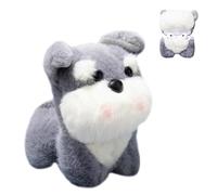 QoKcoahn Cute Cartoon Plush Case for AirPods 3 3rd Generation Case,3D Kawaii Fluffy Grey Schnauzer Puppy Soft Silicone Cover with Keychain Cool Funny Boys Girls Women for AirPods 3