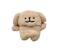 QoKcoahn Cute Cartoon Plush Case for AirPods 4 4rd Generation Case,3D Kawaii Fluffy Khaki Puppy Soft Silicone Cover with Keychain Cool Funny Boys Girls Women for AirPods 4