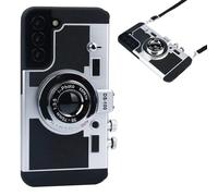 QoKcoahn Emily in Paris Phone Case for Samsung Galaxy A35, Kawaii 3D Cartoon Vintage Camera Case with Long Lanyard Silicone PC Crossbody Phone Case Shockproof Protector Black