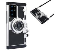 QoKcoahn Emily in Paris Phone Case for Samsung Galaxy Note 20 Ultra, Kawaii 3D Cartoon Vintage Camera Case with Long Lanyard Silicone PC Crossbody Phone Case Shockproof Protector Black