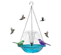 qokeeu Bird Bath - Solar Powered Hangable Bird Feeder Water Fountain | Robin Birdbath | for Outside Garden Backyard Balcony Yard Porch Patio Bluebird Robin