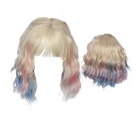 qokeeu Cosplay Wigs for Women - Short Curly Colorful Wigs with Bangs,Carnival Role Play Prop,for Cosplay Party Stage Performances Photography Gathering Halloween Women Girls