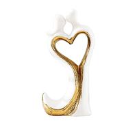 qokeeu Couple Figurine, Romantic Ceramic Ornament with Heart Design, Sculptures Home Decoration, for Christmas, Wedding, Valentine's Day, Birthday and as Table Decoration