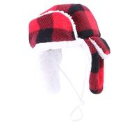 qokeeu Dog Cover, Fleece Lined Checked Animal Headpiece, Soft Warm Puppy Hats, for Small, Medium and Large Dogs and Kittens in the Cold, for Home, Travel, Christmas