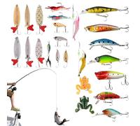 qokeeu Fishing Advent Calendar, 24 Days Christmas Counting Calendar with Artificial Bait Set, Bait Set for Season and Celebrations, Home Decoration, Hobby Fishing Enthusiasts for Christmas and