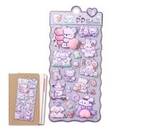 qokeeu Puffy Stickers,Relief Animal Decals Scrapbook Supplies,Bear Bunny Fun Stickers for Kids | for Home Office School Crafts Scrapbooking Journal Phone Birthday Party Favors